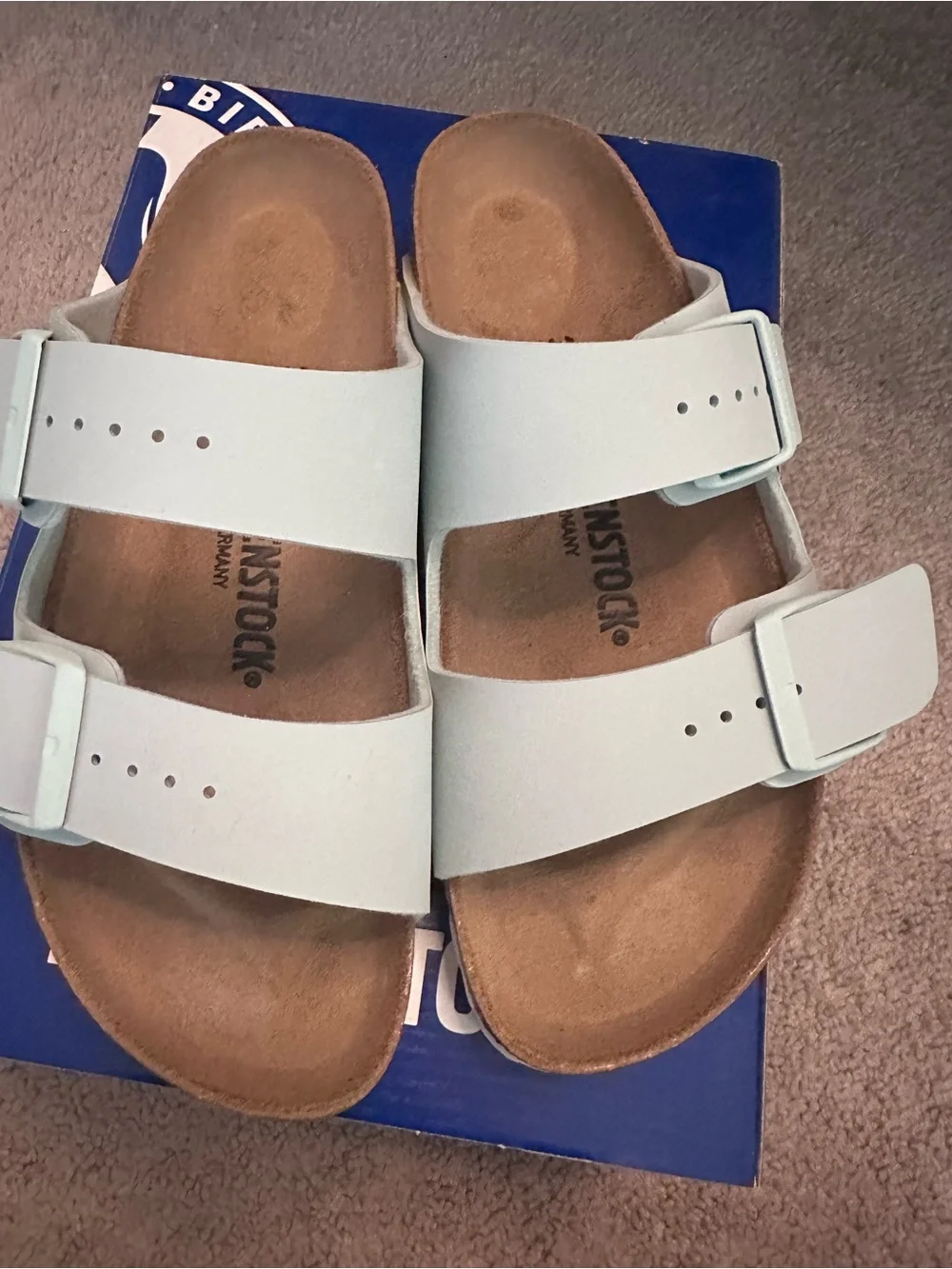 Birkenstock women’s Double Strap Sandal in Pale Blue